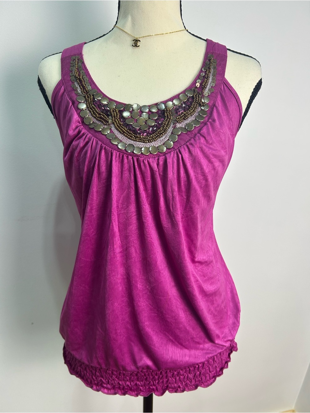 Y2K HeartSoul Magenta Embellished Halter Top